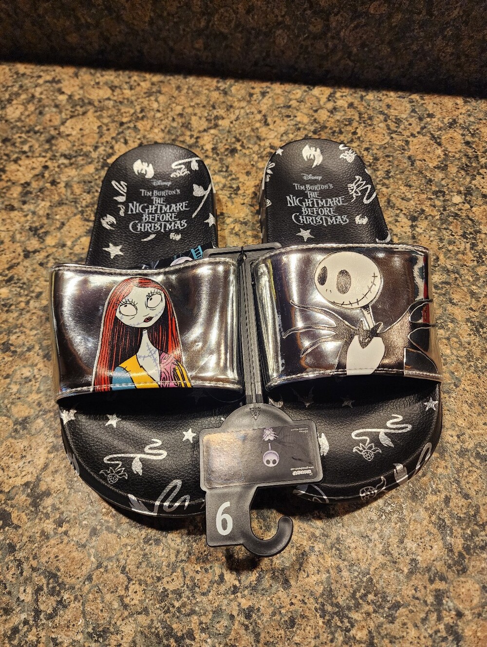 Disney The Nightmare Before Christmas Black Slide Sandals - Size 9
